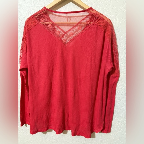 Free People Lola Lace Trim V-Neck Top Sz Small - Picture 3 of 7